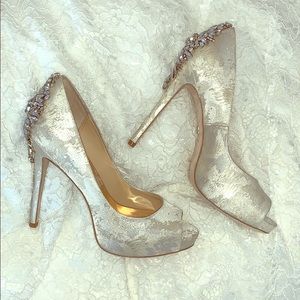 Badgley Mischka Kiara Embellished Peep-Toe Pump